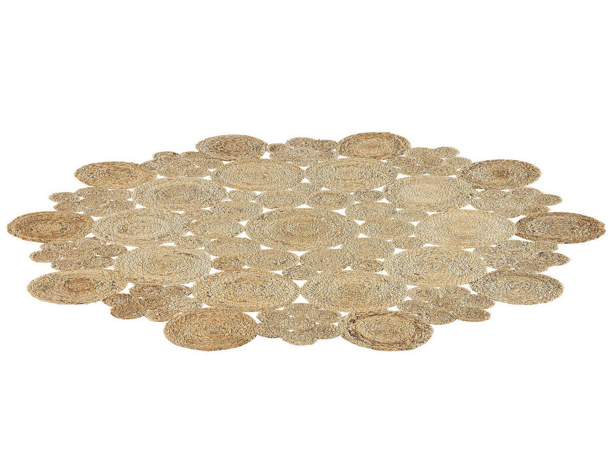 KURZFLOR-TEPPICH Gerdek 135/135 cm - Beige, Naturmaterialen (135/135cm) - Beliani