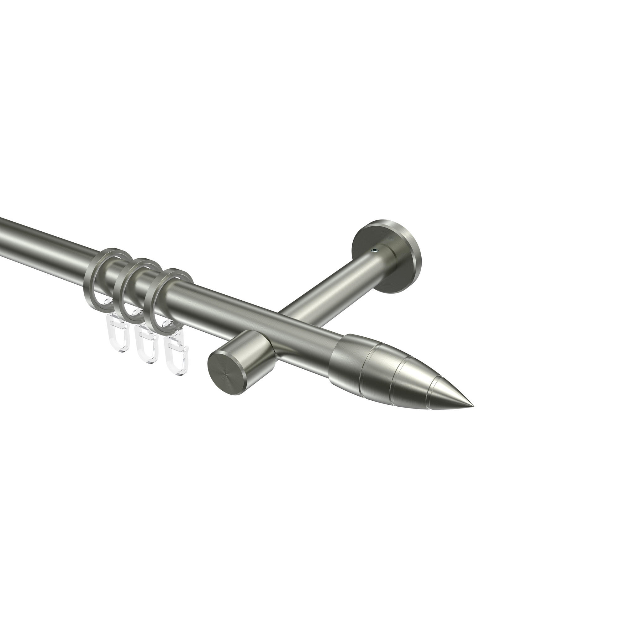 GARDINENSTANGE Prestige Samanto 360 cm (geteilt in 2 x 180 cm), 1-läufig, 20 mm Ø Edelstahl-Optik - Edelstahlfarben, Metall (360cm) - INTERDECO