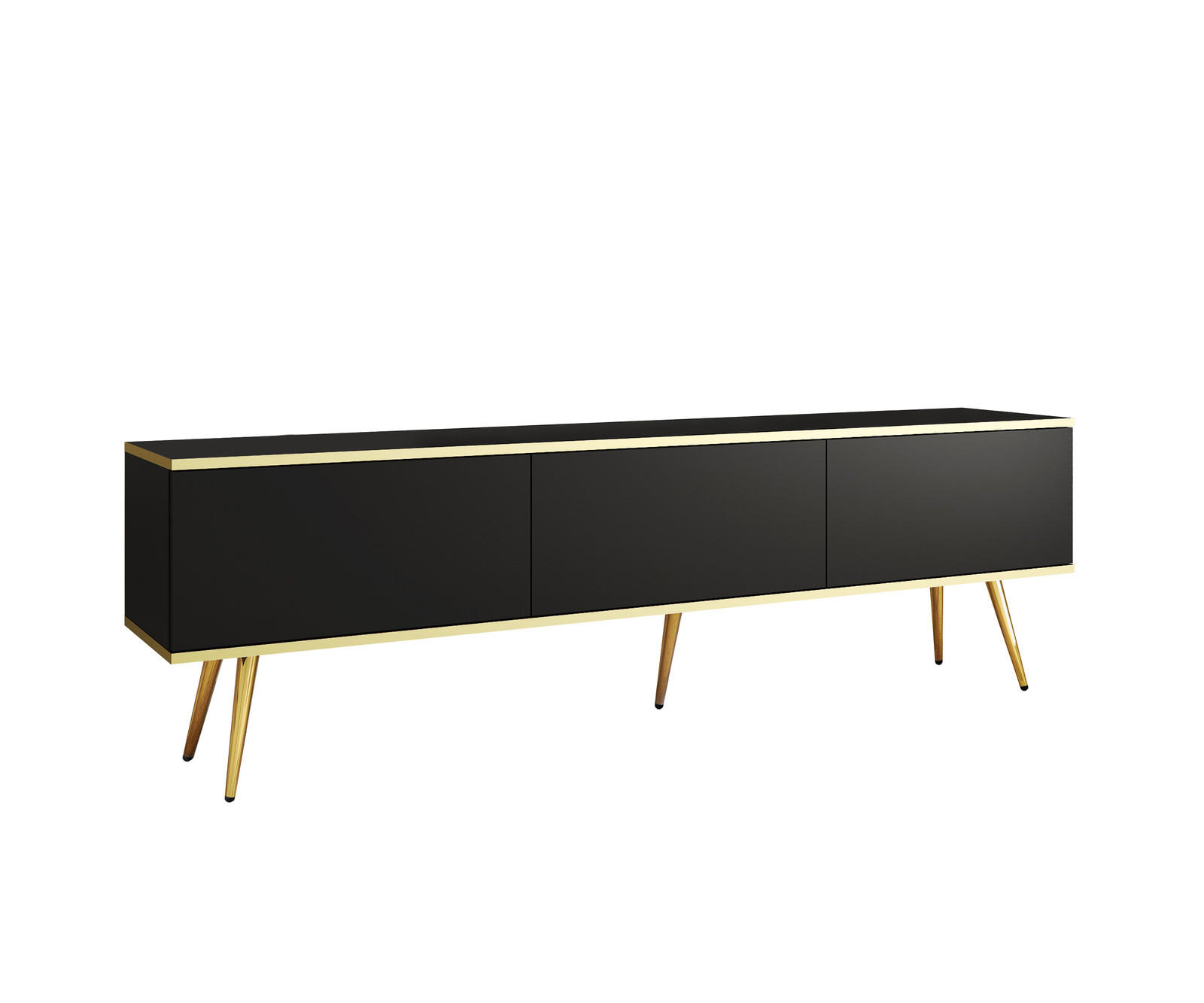 Ravio Tv-Lowboard Schwarz, Gold 175x53x32 cm