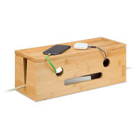 KABELBOX Natur Bambus 15,5x42x16 cm - Hellbraun, Holz (16/42/15.5cm) - Relaxdays