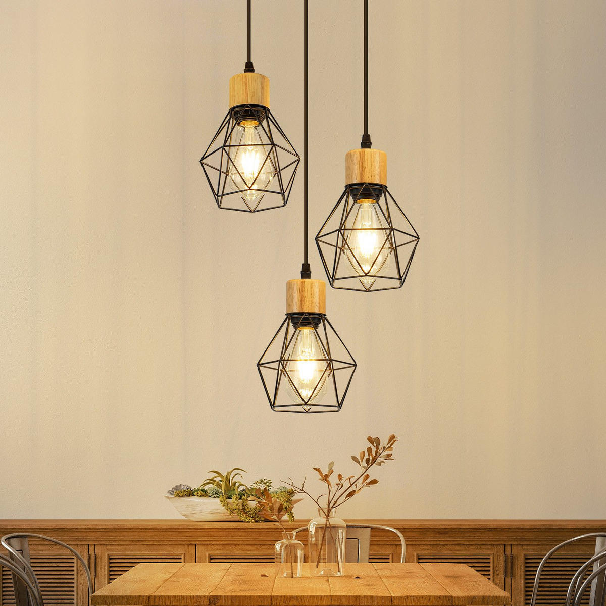 PENDELLEUCHTE BENJAMIN Ⅲ 24/15/146 cm - Schwarz, Metall (24/15/146cm) - Nettlife