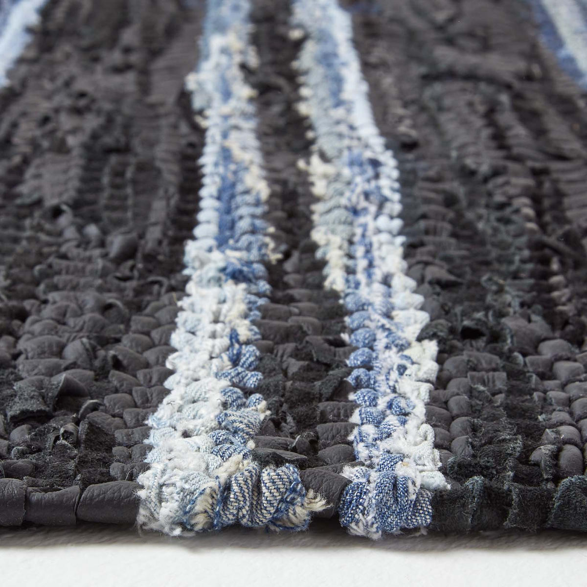 TEPPICHLÄUFER Texas, Leder & Denim 66/200 cm - Blau, Textil (66/200cm) - Homescapes