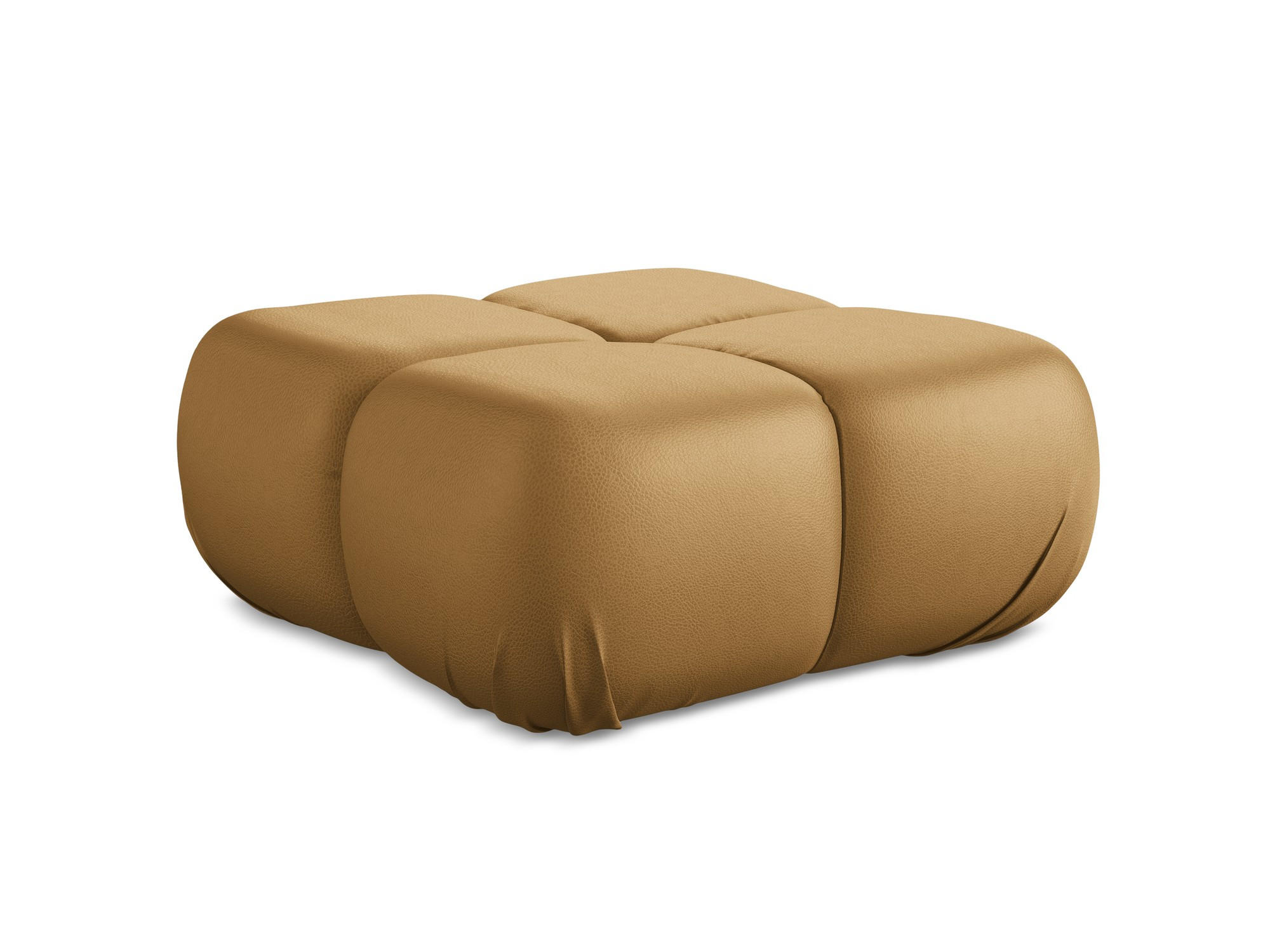 POUF Kunstleder Braun - Cognac/Schwarz, Leder/Kunststoff (95/41/95cm) - Makamii