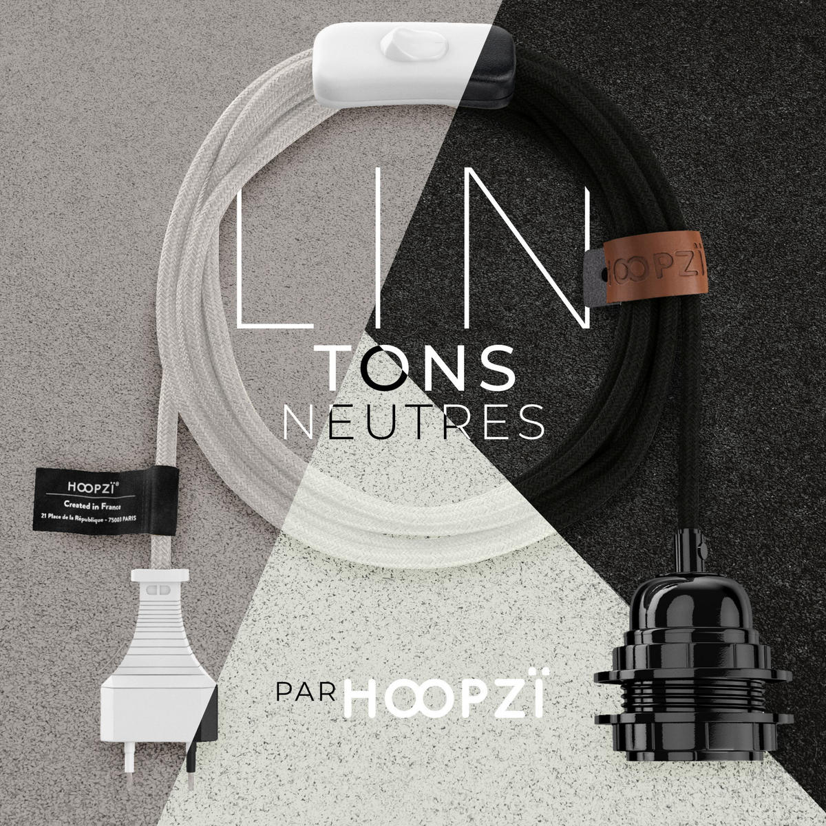 HÄNGELAMPE Bala mit Kabel und Schalter beige - Beige/Weiß, Textil (450/1/450cm) - HOOPZI