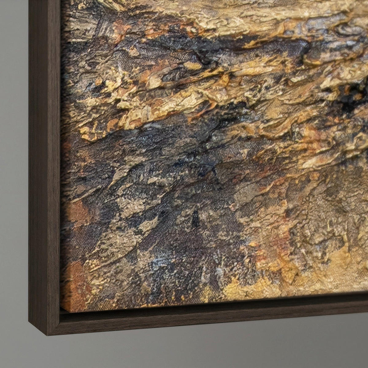 GEMÄLDE Goldener Strom Schattenfugenrahmen Grau 70x50 cm - Grau, Holz (70/50cm) - YS-art gallery