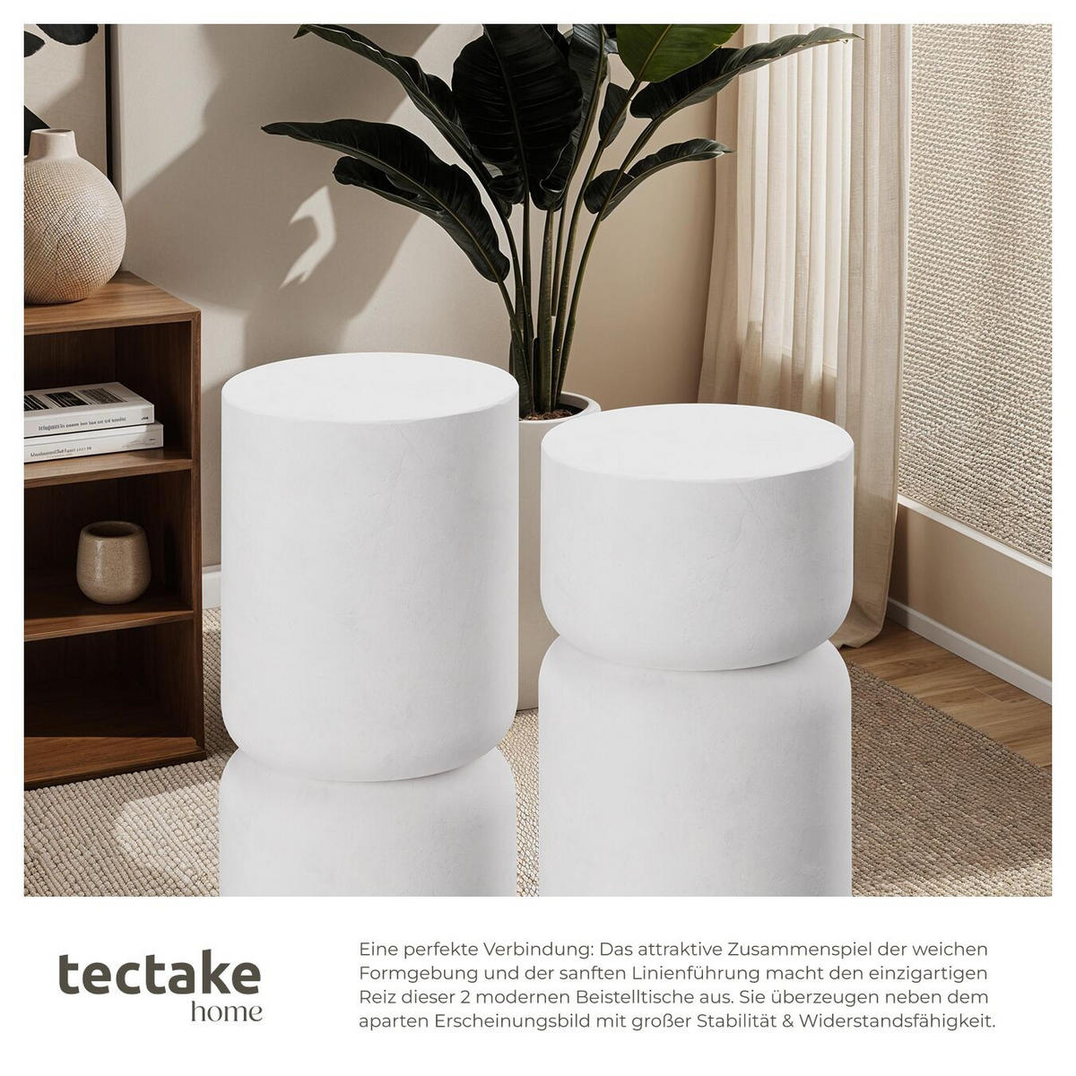 BEISTELLTISCH 2er Set, Amine, 28 x 54,5 cm, weiß - Weiß, Keramik (28/28/54.5cm) - tectake