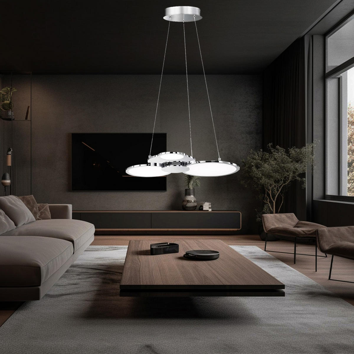 LED HÄNGELEUCHTE Aluminium Silber Ringe - Silberfarben, Metall (58/47.5/150cm) - Wofi