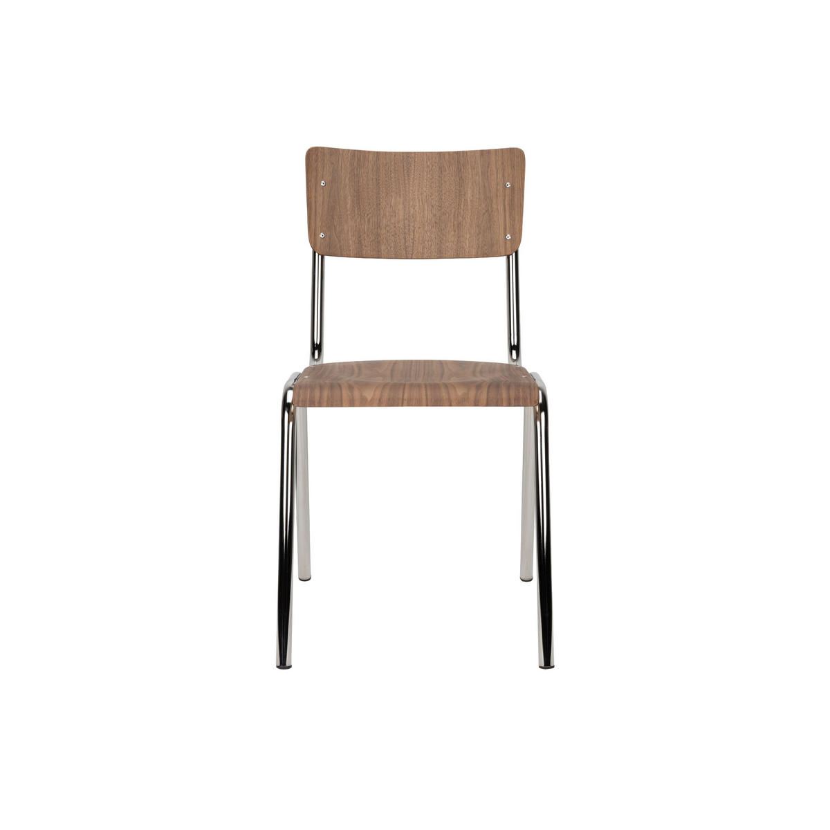 ESSZIMMERSTÜHLE Back to School Walnussfarben/Chroom - 4 er Set - Braun, Holz (43/83/47cm) - Zuiver