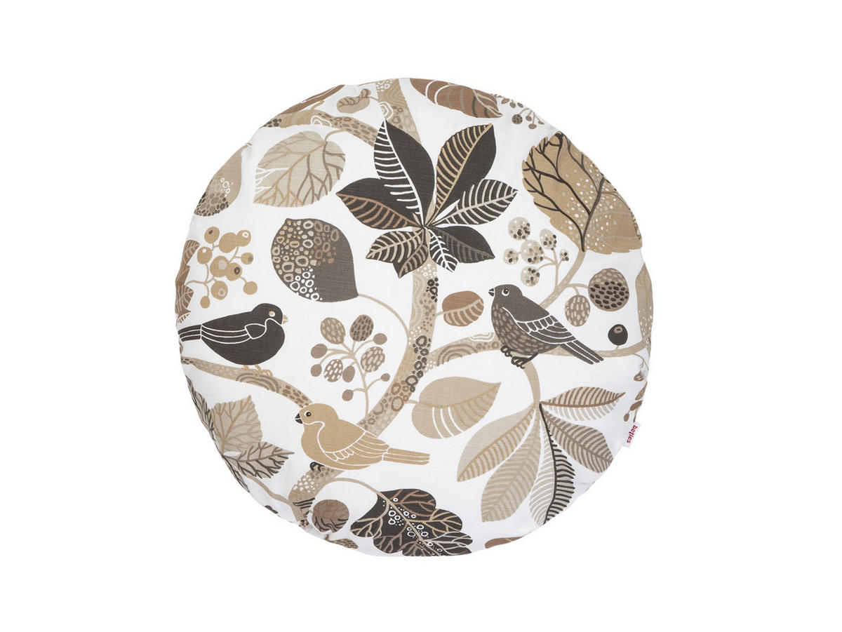 KISSENHÜLLE Rund Zauberwald elfenbein-taupe Baumwolle 50 cm Ø - Taupe/Ecru, Textil (50/50cm) - beties Heimtextil