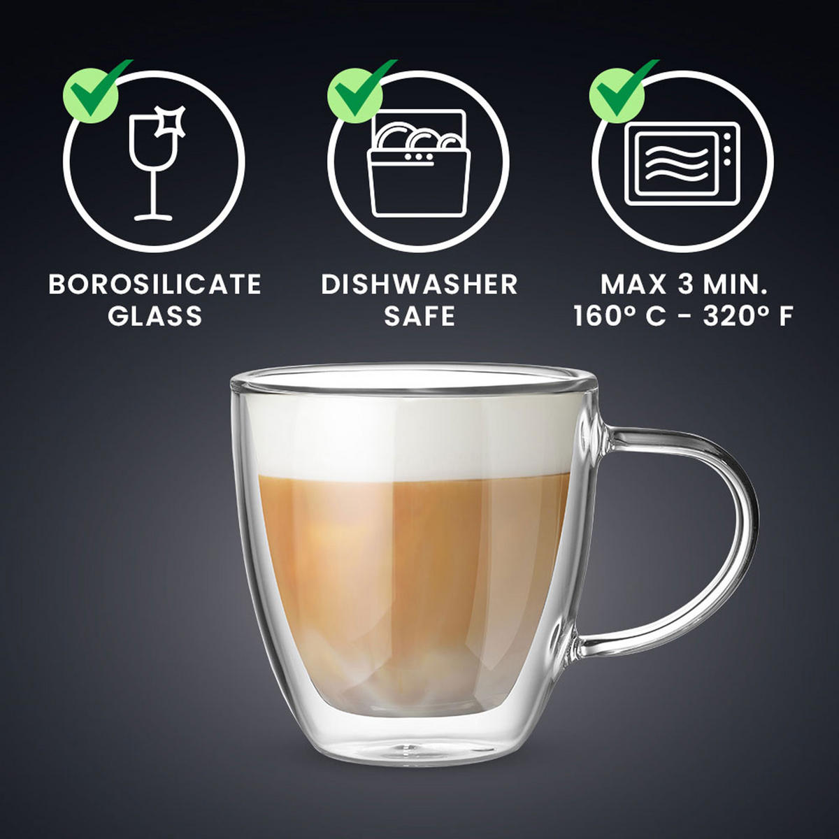 GLASBECHERSET Capri, 2er Set, Doppelwandig, 160 ml - Transparent, Glas (0.16L) - Bialetti