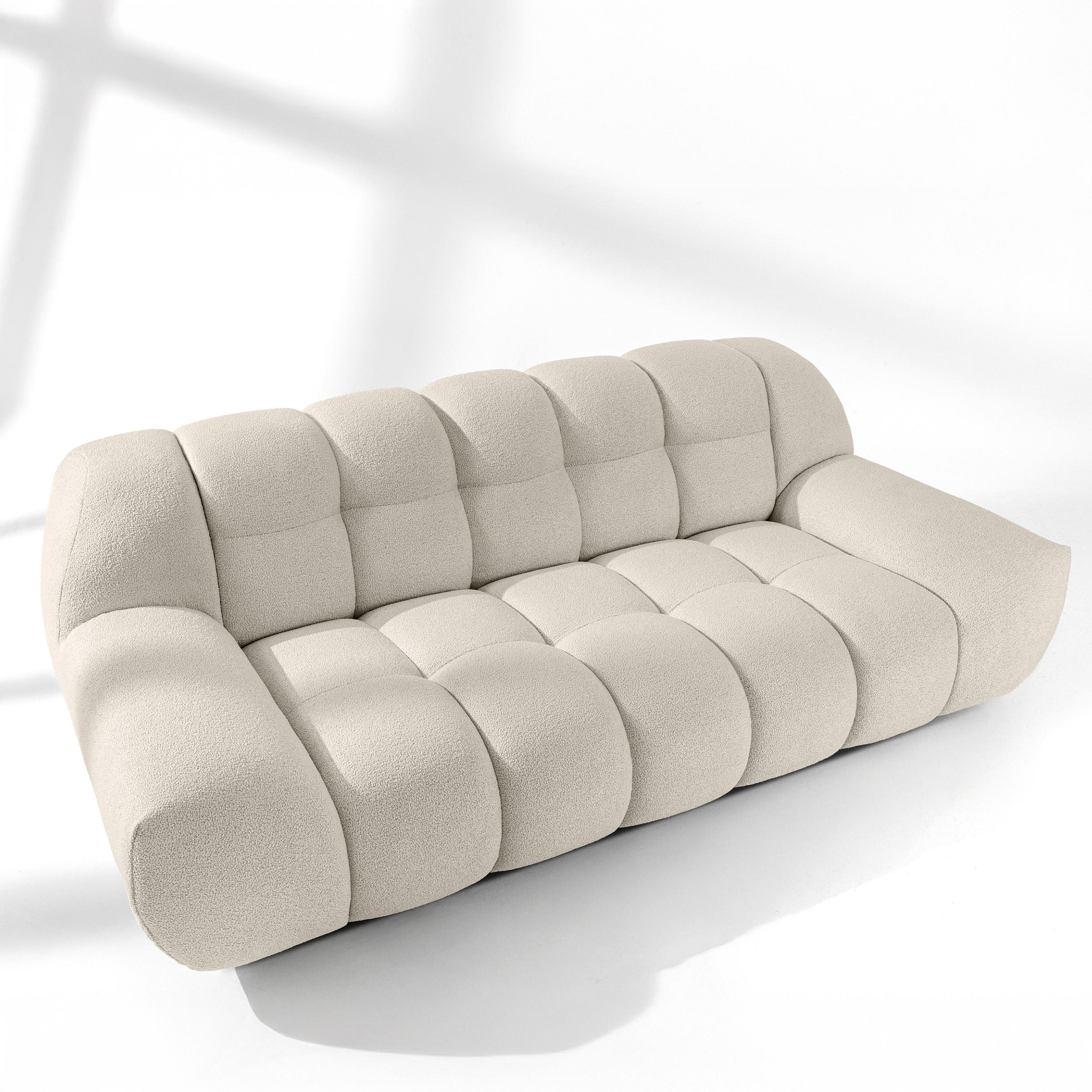 SITZGARNITUR VENA Bouclé, Weiß - Weiß, Holz/Textil (65/38/65cm) - KONSIMO®