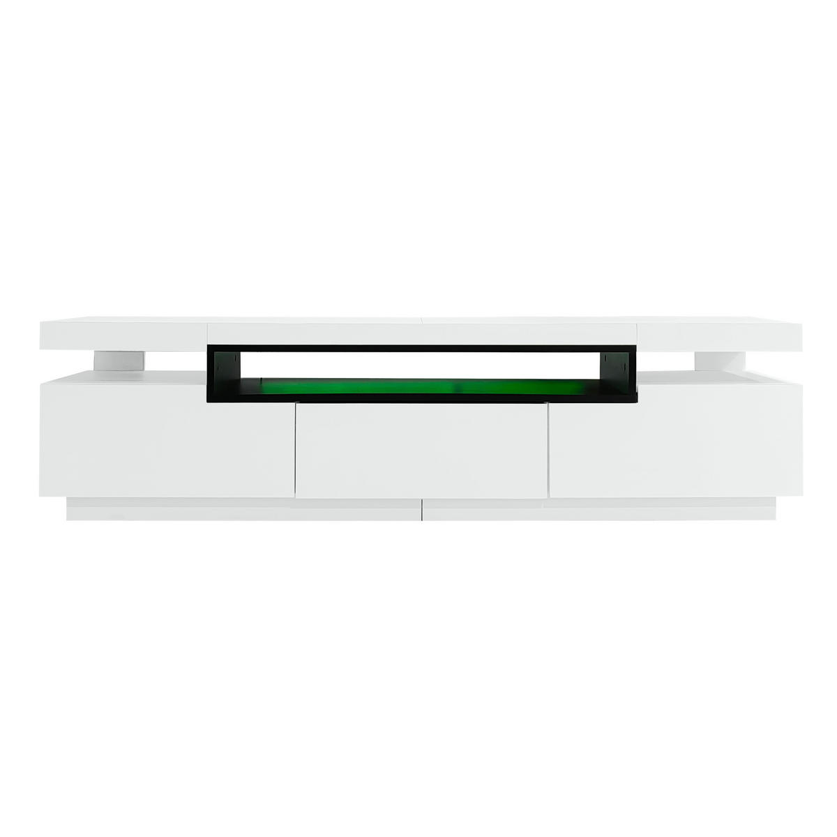 LOWBOARD Hochglanz mit LED-Beleuchtung und 3 Schubladen (mit Soft-Close), Weiß - Weiß, Holzwerkstoff (160/42/39cm) - EVRYAE