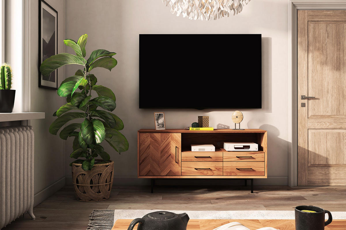 TV-STÄNDER BREIT LEON Kernbuche - Kernbuche, Holz (144/65/45cm) - byoak