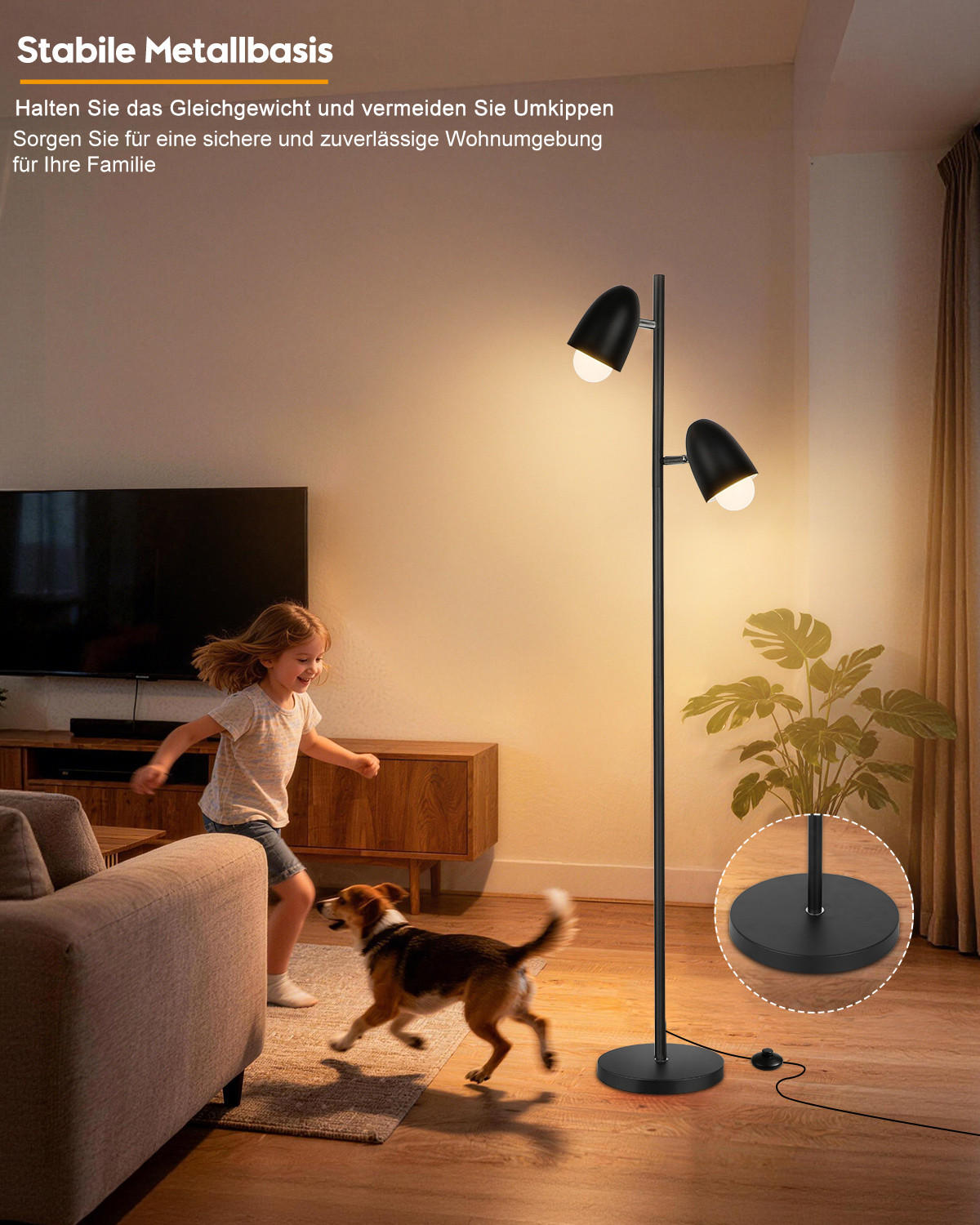 STEHLEUCHTE FL1101A Industrie Design - Schwarz, Metall (25/25/170cm) - LOVHAUS