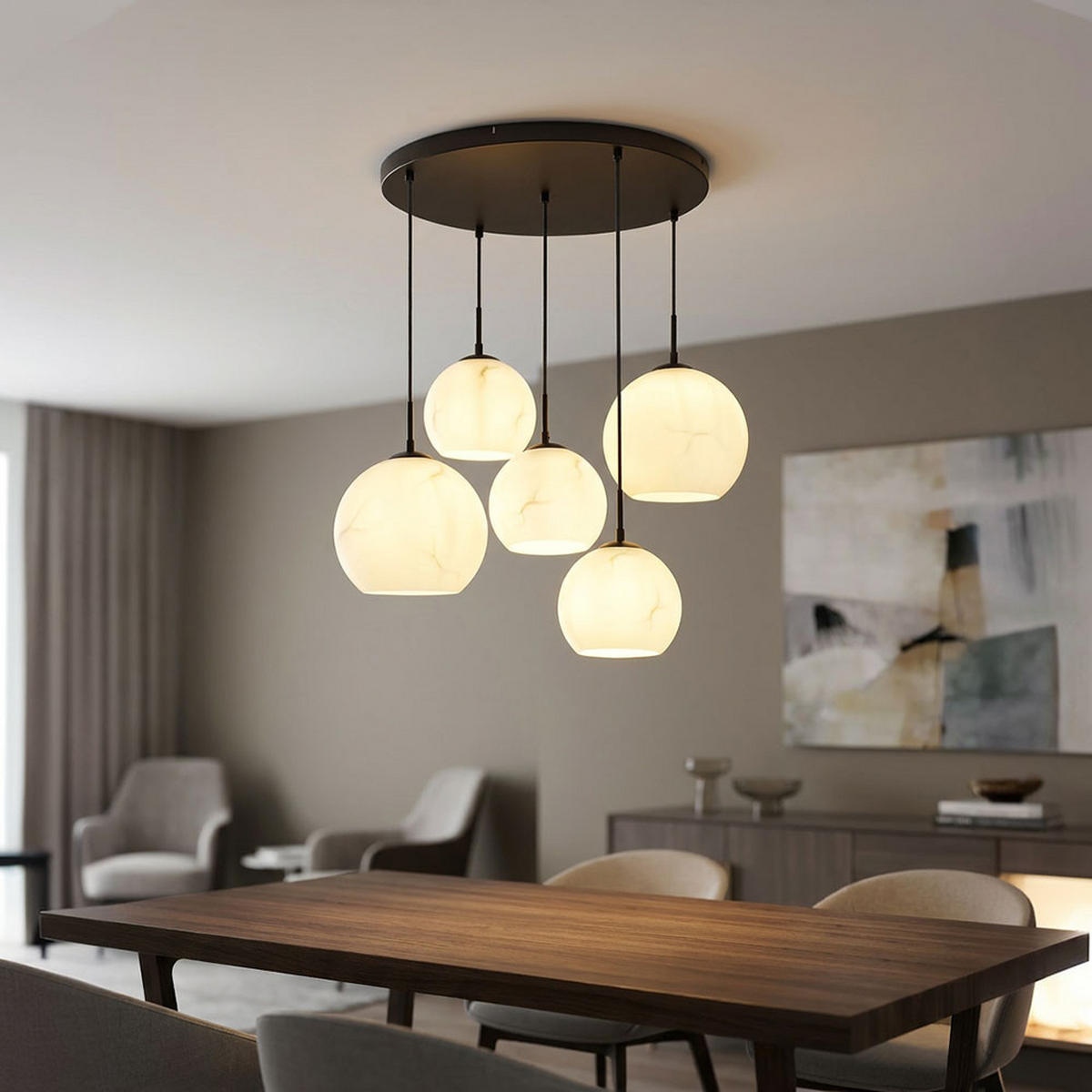 HÄNGELEUCHTE RAGUSA Metall, Schwarz, Glas Pendelleuchte - Schwarz, Glas (70/75/120cm) - Globo Lighting