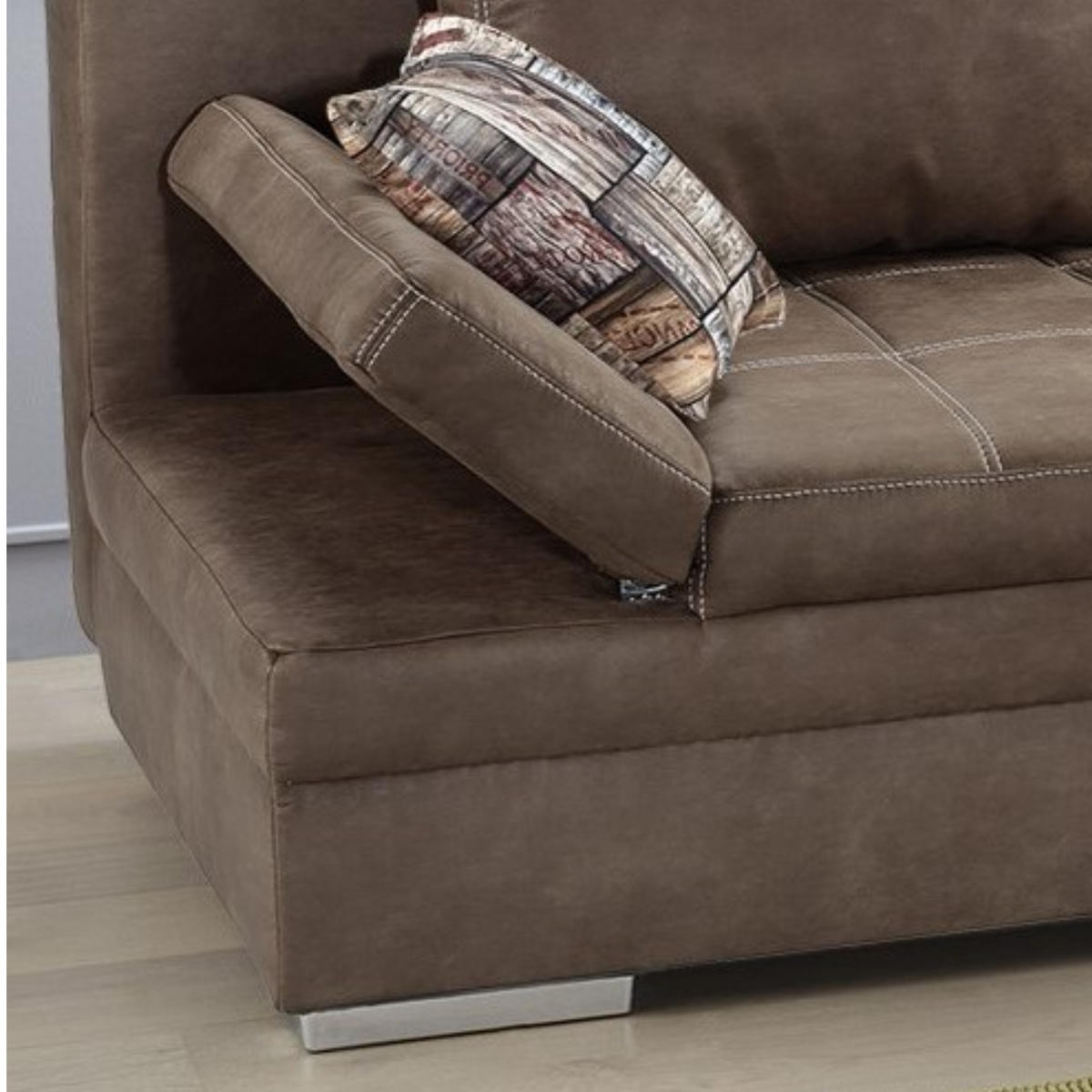 SCHLAFSOFA mit Bettkasten, Wellenfederung, Armlehnen verstellbar B200/T100/H84 cm, Liegefl.148x200 cm, Antikleder-Optik Mikrofaser Braun / 15116 - Chromfarben/Braun, Textil/Metall (200/84/100cm) - luma-home