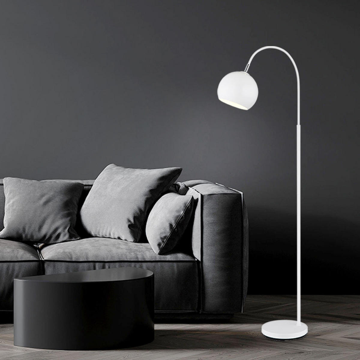 LED STEHLEUCHTE BENNO METALL WEISS, MIT FUSSSCHALTER - Weiß, Metall (46/25/150cm) - Globo Lighting