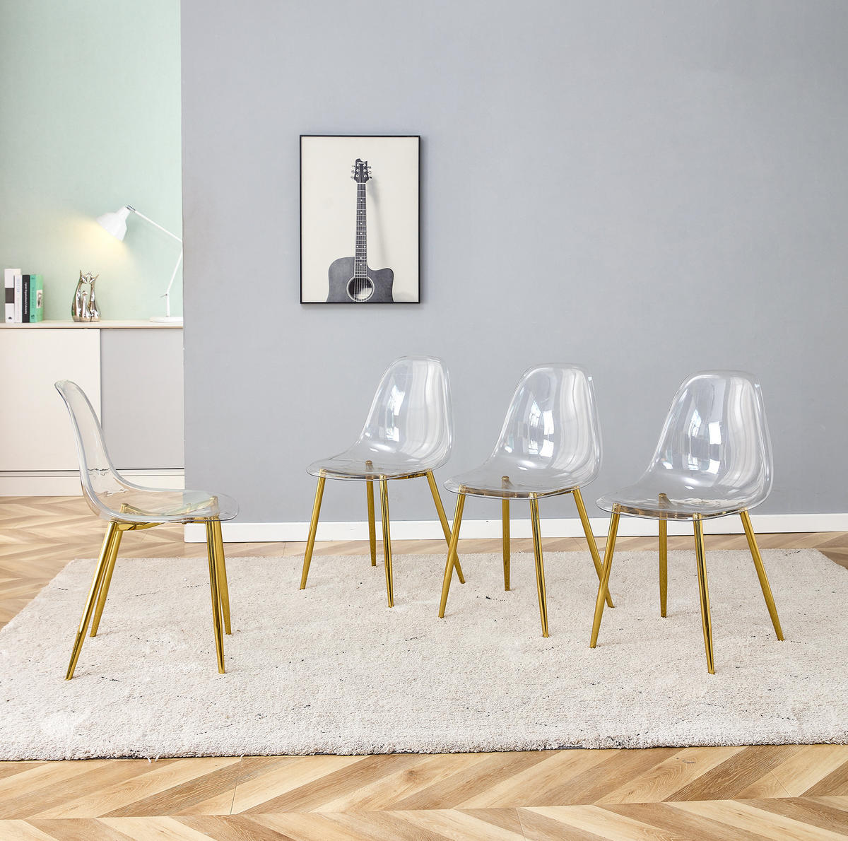 ESSZIMMERSTUHL 4er-Set 83 cm Kunststoff Transparent mit Metallbeinen Gold - Goldfarben, Metall (45.7/83/44cm) - Meubliv