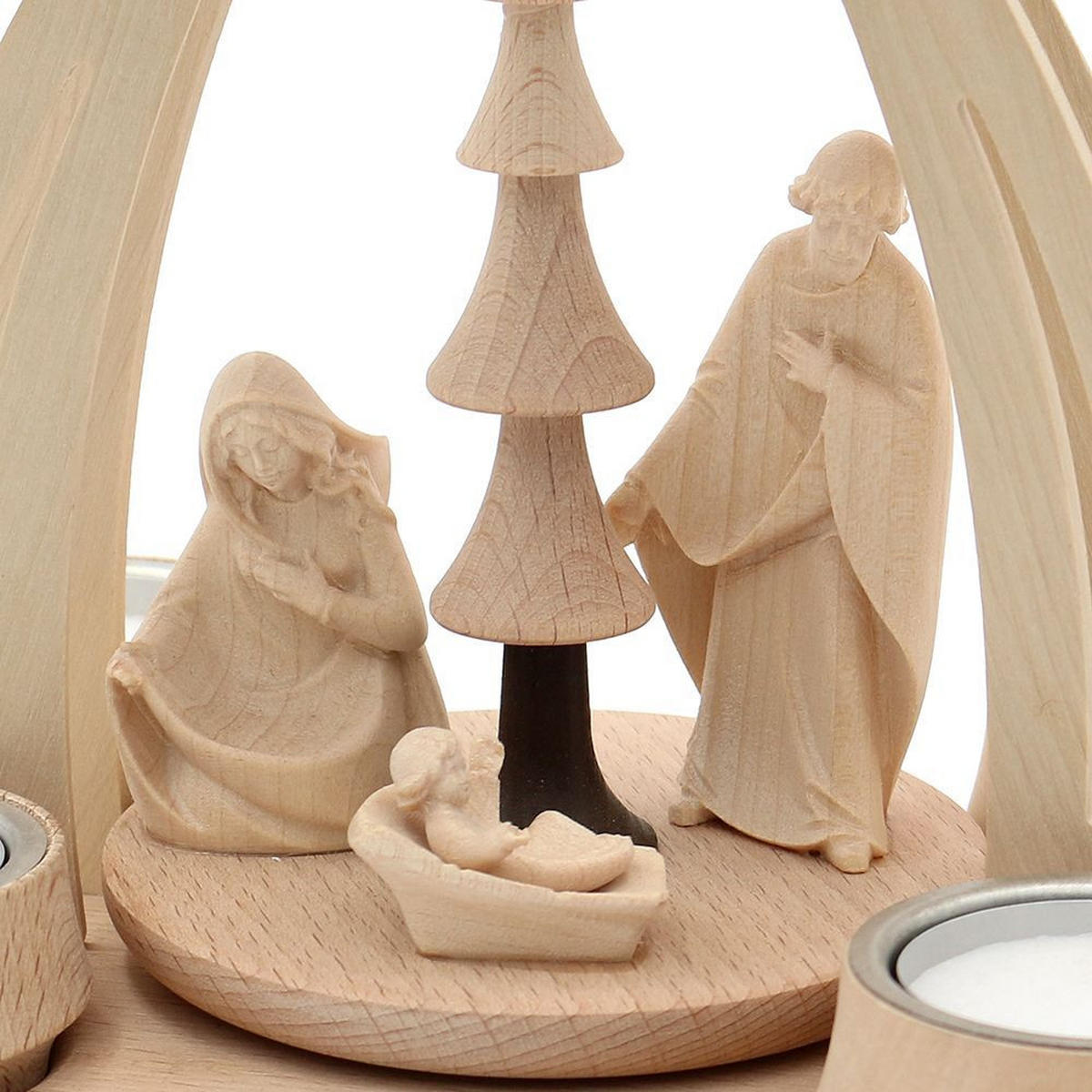 TISCH-PYRAMIDE Heilige Familie 14/18/24 cm - Multicolor, Holz (0.1/24/0.1cm) - Dekoteam24