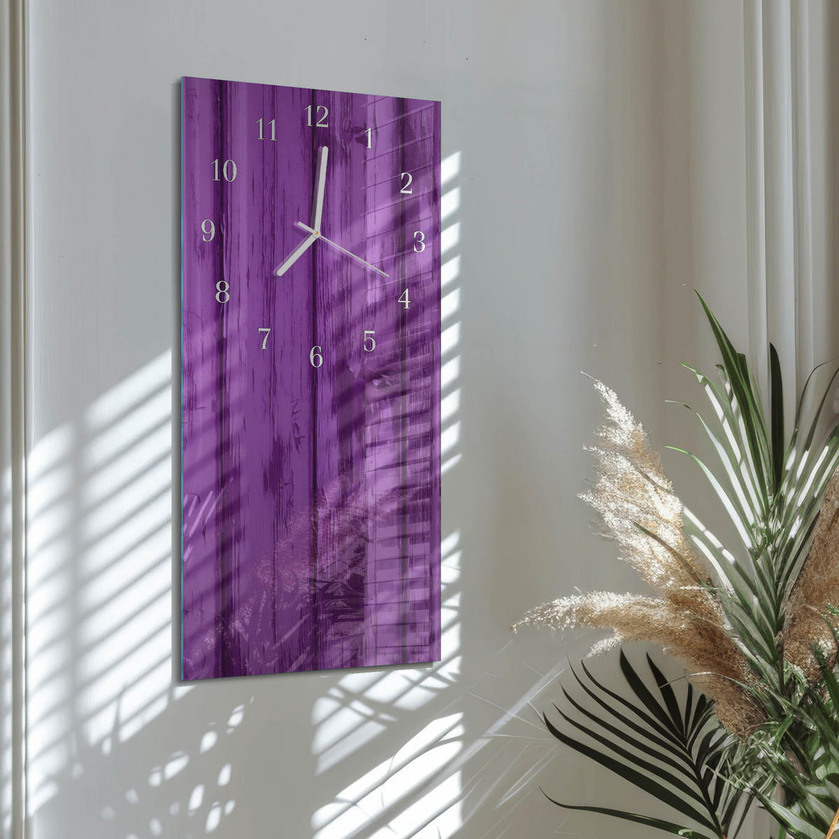 WANDUHR 30x60 cm - Wein - Lila, Glas (30/60/0.4cm) - TULUP