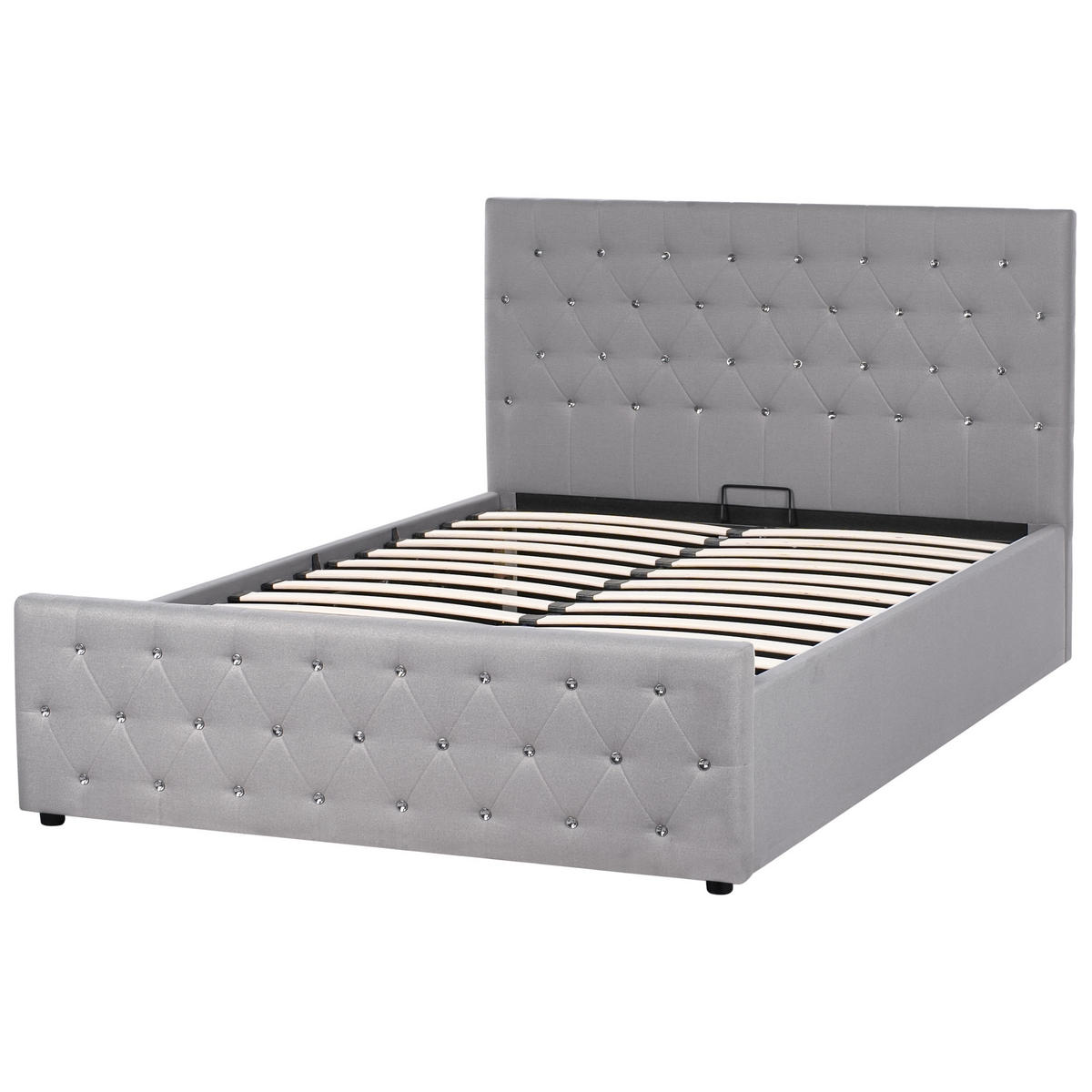 BETT mit Stauraum 140/200 cm Stoff Hellgrau Amiens - Hellgrau, Textil (140/200cm) - Beliani