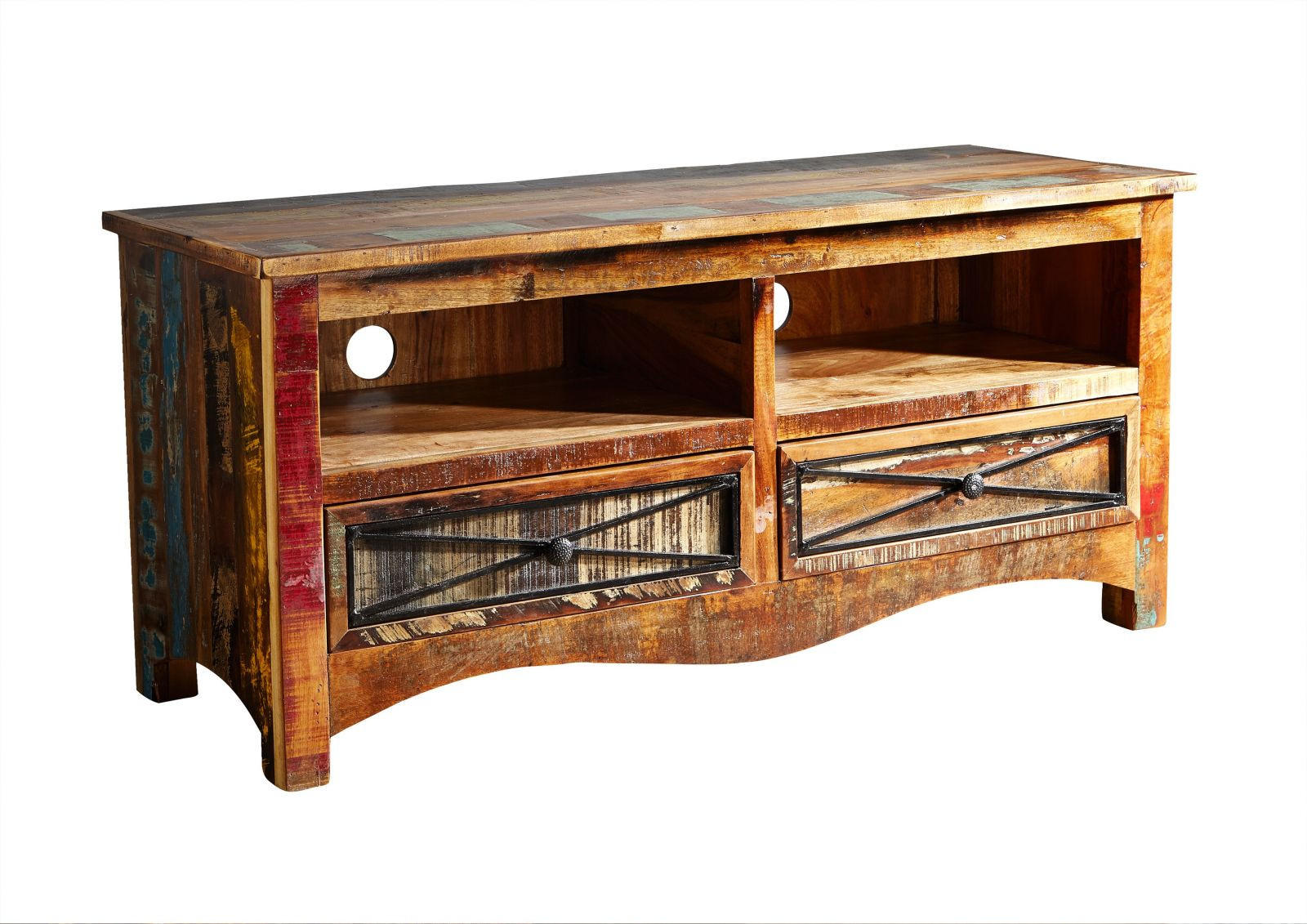 TV-BOARD Altholz 121x45x56 mehrfarbig lackiert NATURE OF SPIRIT #114 - Multicolor, Holz (45/56/121cm) - Massivmoebel24