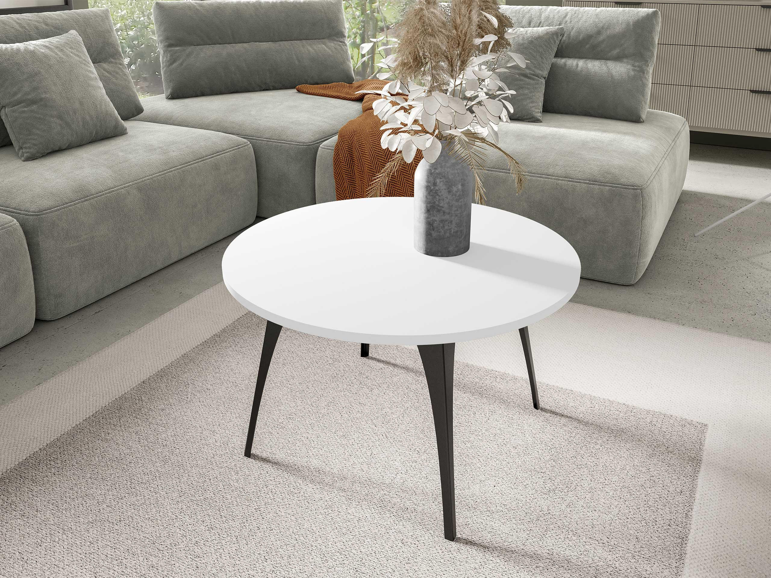 COUCHTISCH Frida - Schwarz/Weiß, Holzwerkstoff/Metall (75/75/45cm) - MIRJAN24