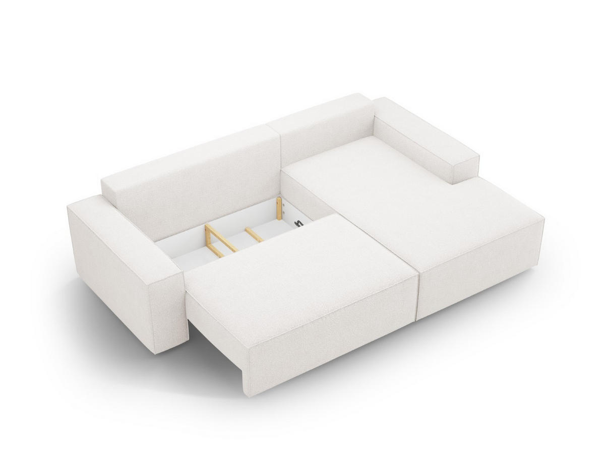 ECKSOFA ausklappbar rechts mit Container Jodie aus Boucle weiß 3 Sitzplätze - Weiß, Textil (151/246cm) - Micadoni