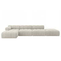 ECKSOFA modulares Sofa Lizur-L2 - 380x160x70 cm Creme Cord - Hellgrau/Creme, Holzwerkstoff/Textil (380/160cm) - ALTDECOR
