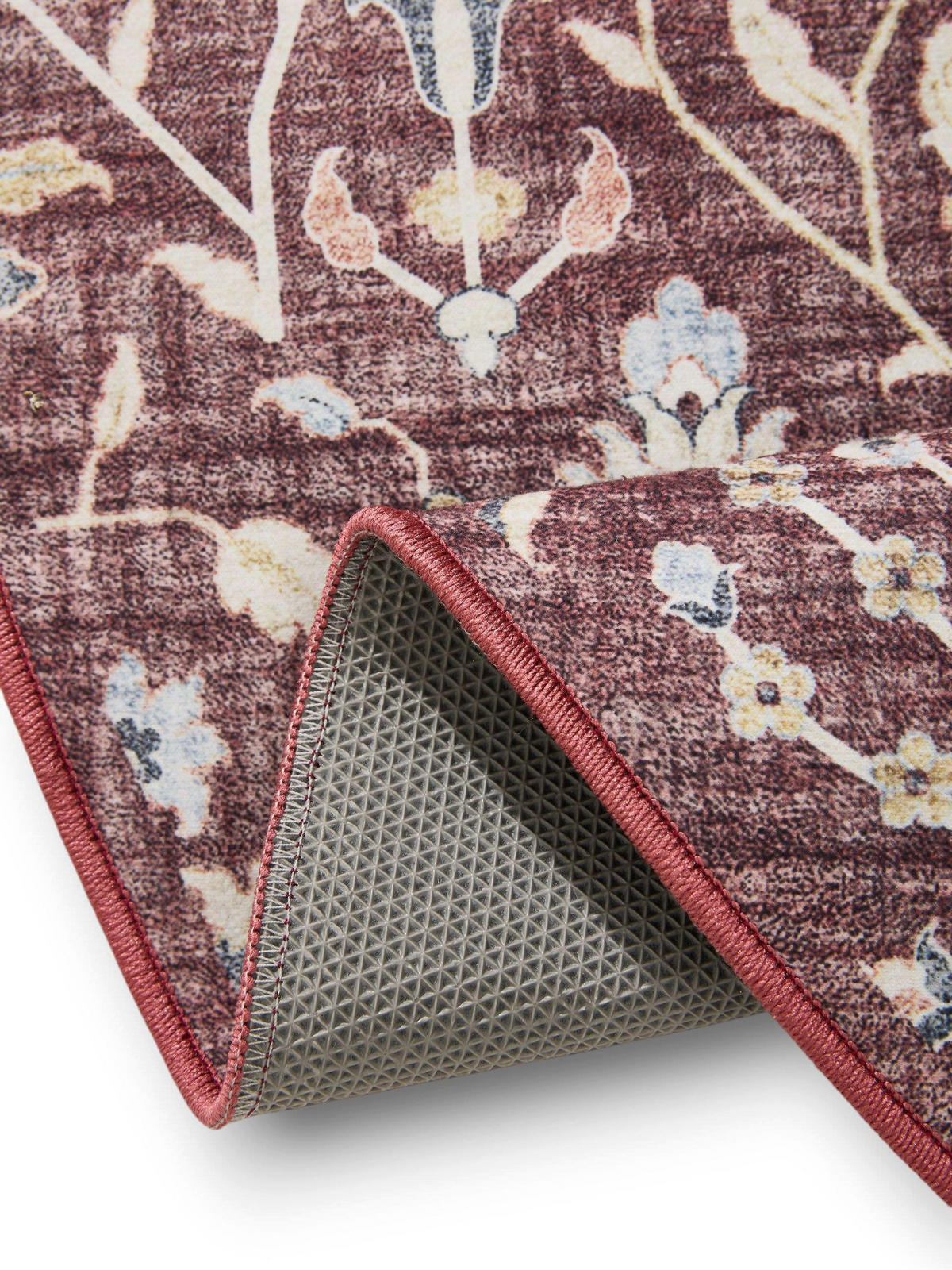 VINTAGE-TEPPICH George waschbar ø 120 cm rund - Bordeaux, Kunststoff (120/120cm) - benuta