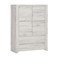 KOMMODE Emmi in Weißeiche – Highboard 84 x 116,3 x 40,2 cm - Weiß, Holzwerkstoff (84/40/116cm)