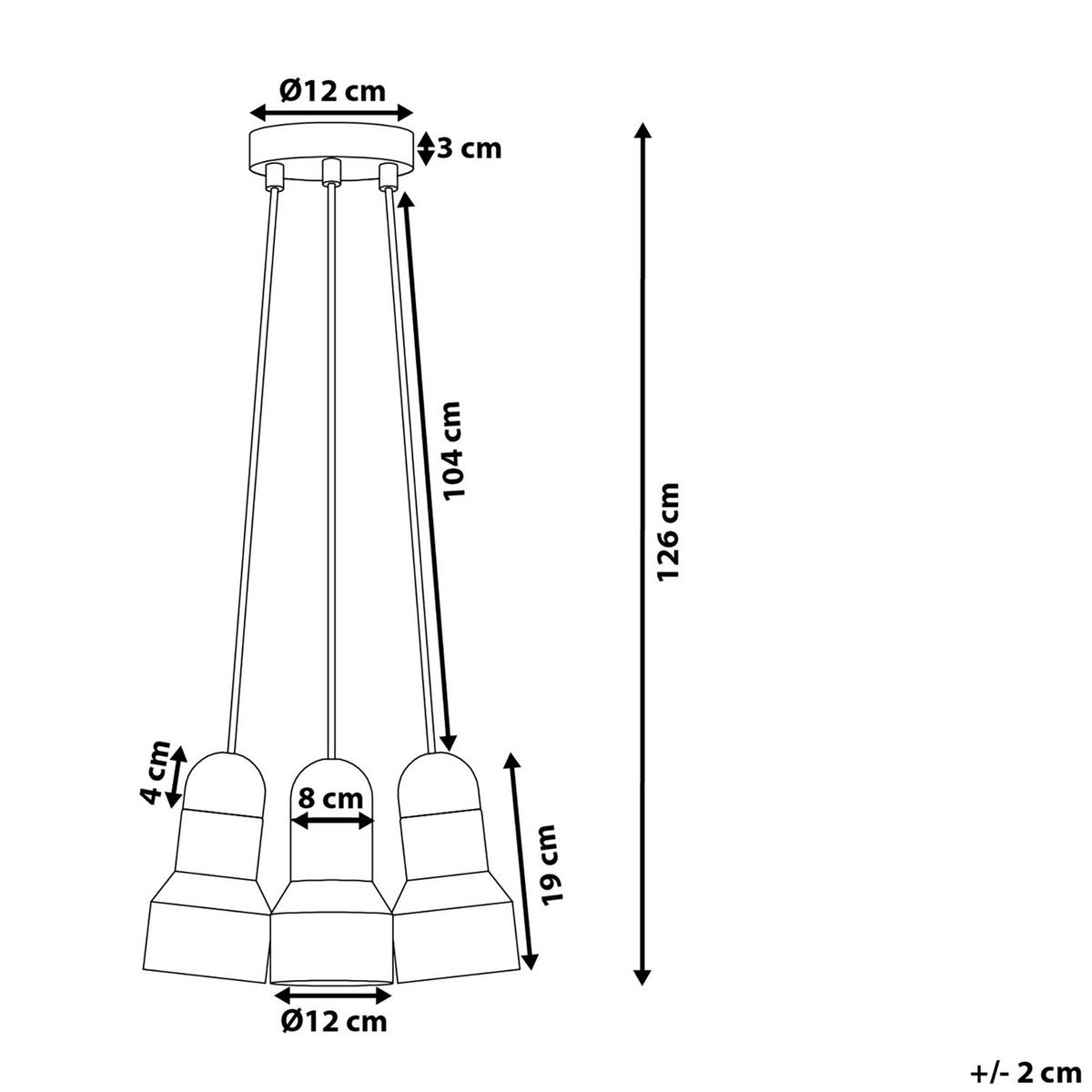 HÄNGELEUCHTE Baht 12/12/19 cm - Grau, Stein (12/36/19cm) - Beliani