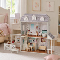 PUPPENHAUS, Grau, 90cm - Weiß, Holzwerkstoff (34/90/104cm) - Teamson Kids