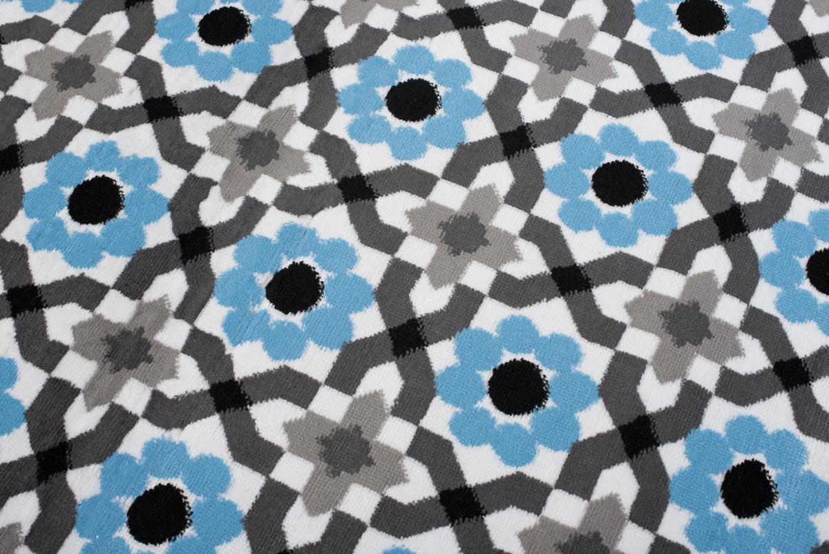 TEPPICH MAYA Blau Floral Mosaik Geometrisch 300/400 cm - Blau, Textil (300/400cm) - Tapiso