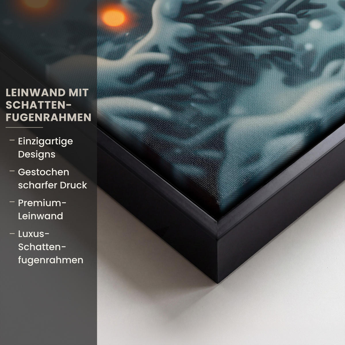 LEINWAND Bilder mit Rahmen - Hirsch - Weihnachten - Winter - Schnee - Weihnachtskranz - 70x50 - Dunkelbraun, Textil (70/50cm) - MuchoWow