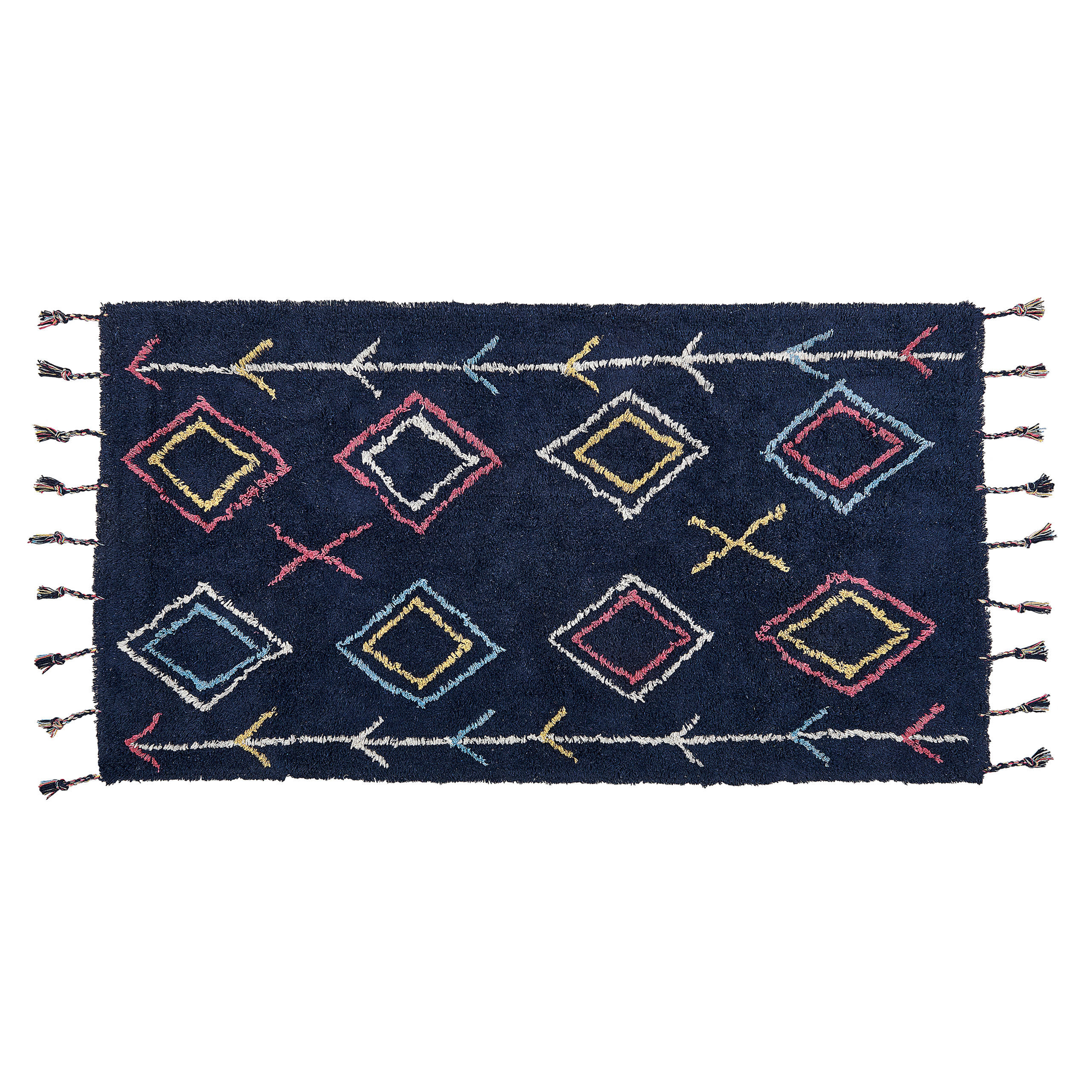 TEPPICH geflochten Corum 150/80 cm - Schwarz, Textil (80/150cm) - Beliani