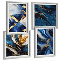 BILDER SET 4er Set - 50x50 cm & 40x60 cm Silberner Rahmen - Abstrakte, elegante Muster - Silberfarben, Kunststoff (50/50cm) - TULUP
