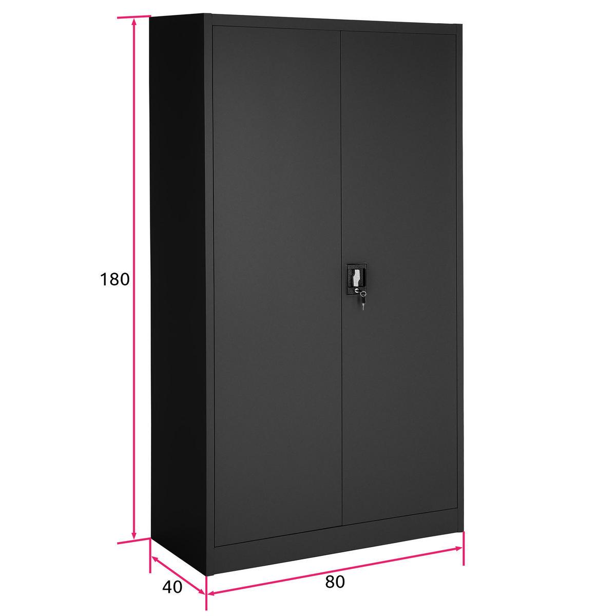 SPIND ,180 x 80 x 40 cm,schwarz - Schwarz, Metall (40/180/80cm) - tectake