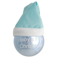 CHRISTBAUMKUGEL Babys First Christmas Blau 8cm (Glas / 1 Stk.) - Blau, Glas (8/8/8cm) - Krebs Glas Lauscha