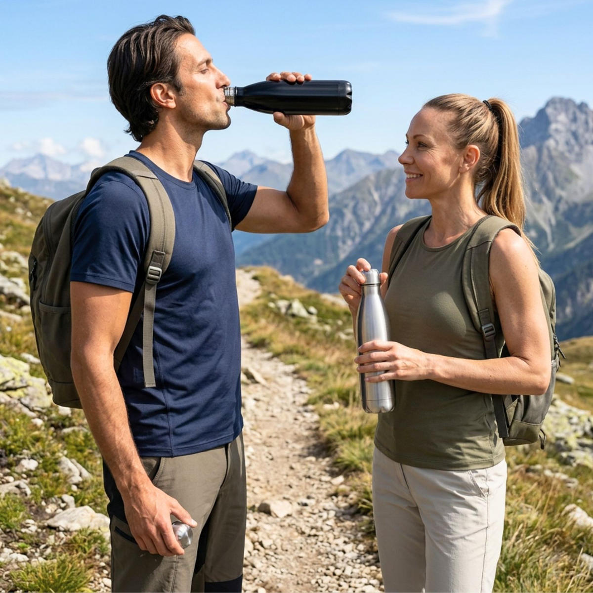 THERMOSKANNE 1 Liter Auslaufsicher - Schwarz, Metall (0.75L) - Intirilife