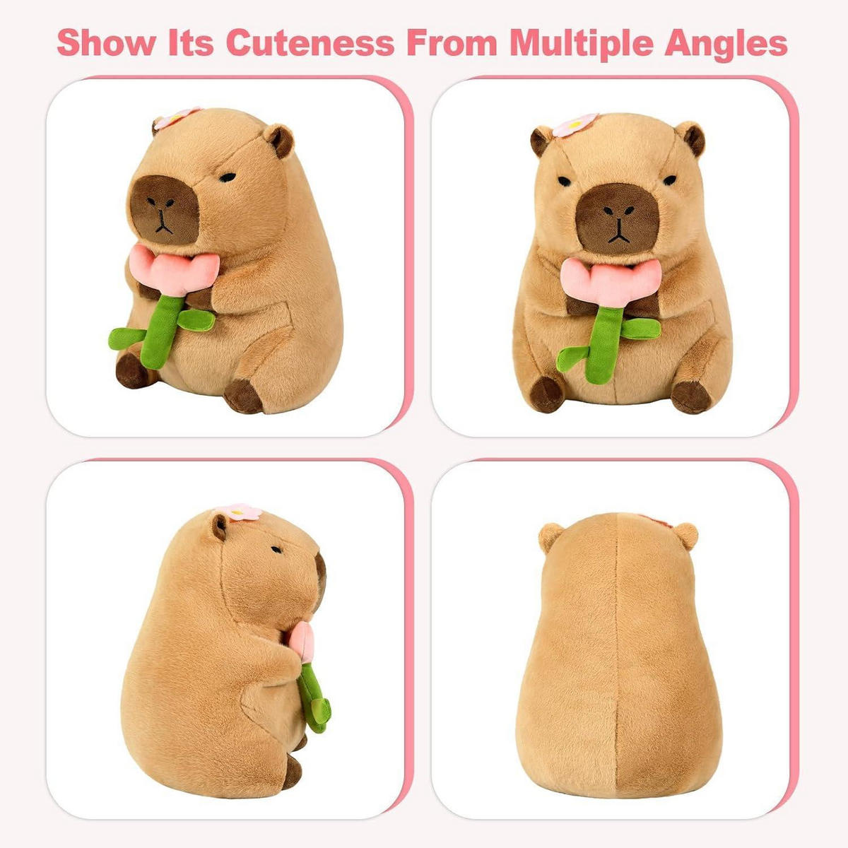 PLÜSCHTIER Capybara mit Blume 35 cm - Braun, Textil (31/35cm)