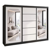 SCHWEBETÜRENSCHRANK BELANO 200 cm. Innenausstattung: Comfort plus - Schwarz/Weiß, Holzwerkstoff (200/215/59.5cm) - A&J MöbelLand
