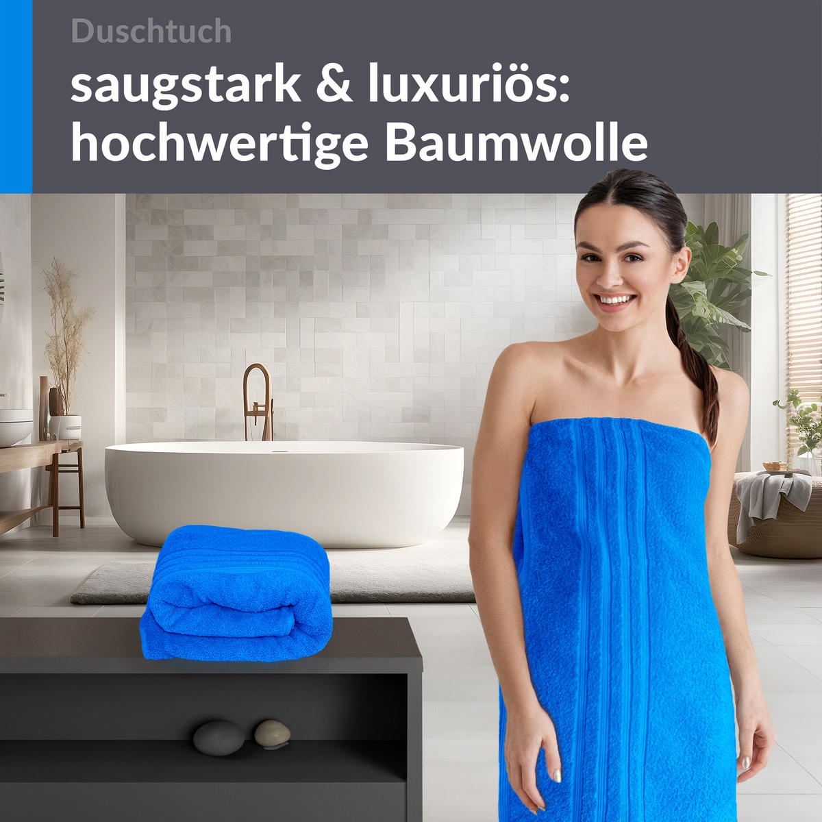 DUSCHTUCH London Karibik Blau 2er Set 70x140 - Hellblau, Textil (70/140cm) - Lashuma