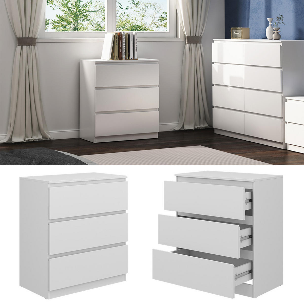 KOMMODE Calisto Weiß 70 x 78.5 cm - Weiß, Holzwerkstoff (39/78.5/70cm) - Vicco