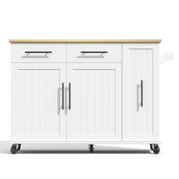 KÜCHENINSEL Weiß-Natur 120/65/90 cm - Weiß, Holzwerkstoff (120/90/40cm) - PANGIVO