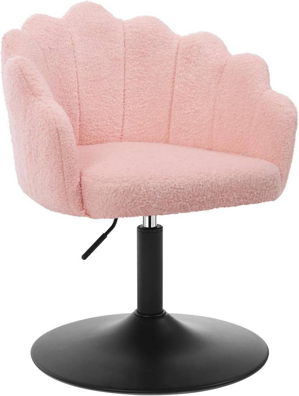 DREHSTUHL, Blumenform, Boucle-Stoff, Schminkstuhl, Rosa - Schwarz/Rosa, Textil/Metall (55/67/50cm) - Woltu