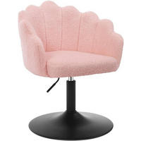 DREHSTUHL, Blumenform, Boucle-Stoff, Schminkstuhl, Rosa - Schwarz/Rosa, Textil/Metall (55/67/50cm) - Woltu