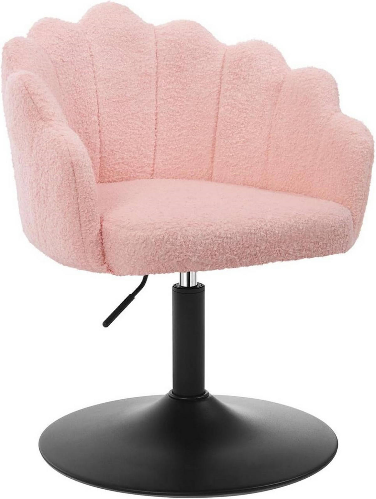 DREHSTUHL, Blumenform, Boucle-Stoff, Schminkstuhl, Rosa - Schwarz/Rosa, Textil/Metall (55/67/50cm) - Woltu