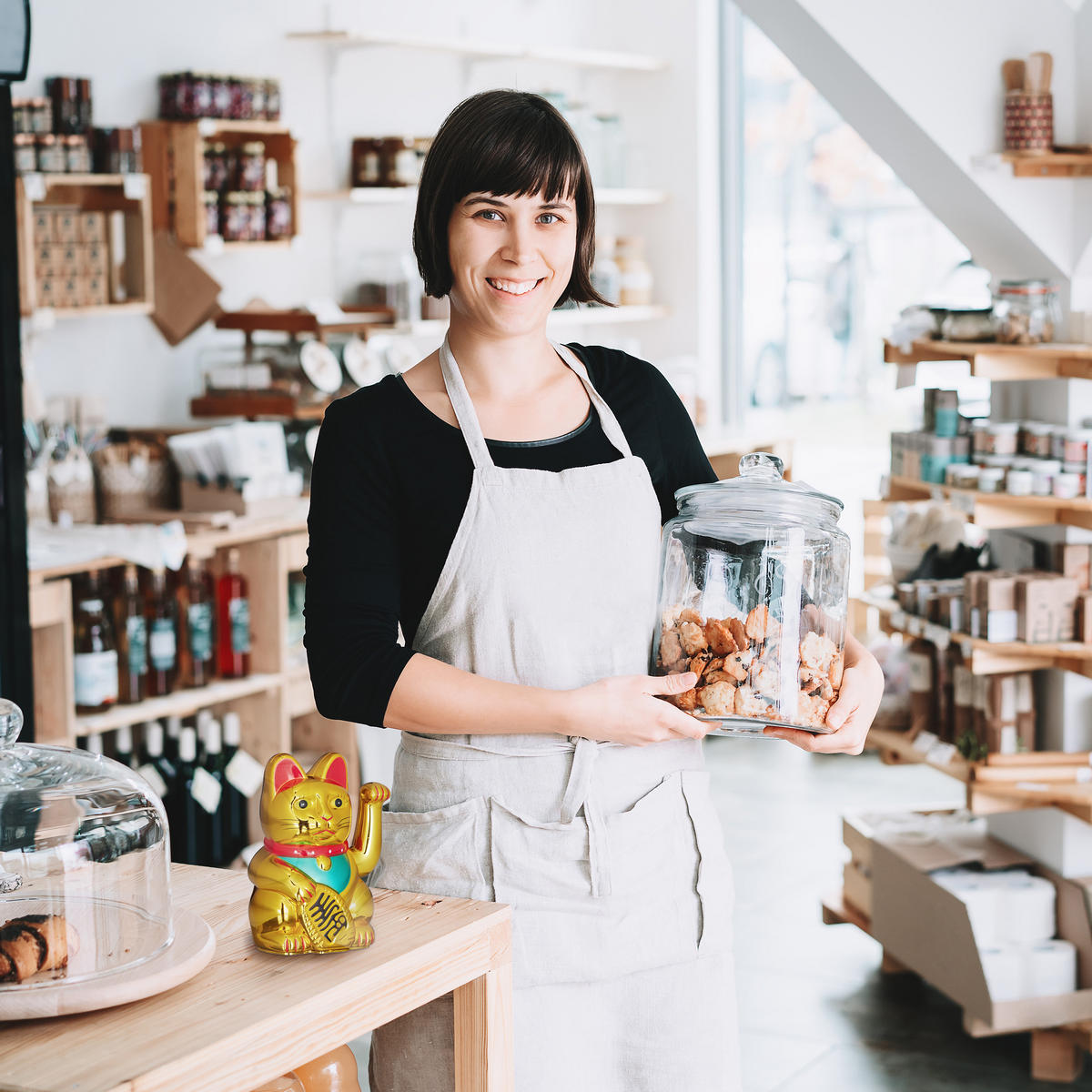 WINKEKATZE - zlatá, kov/plast (10/16/8cm) - Relaxdays