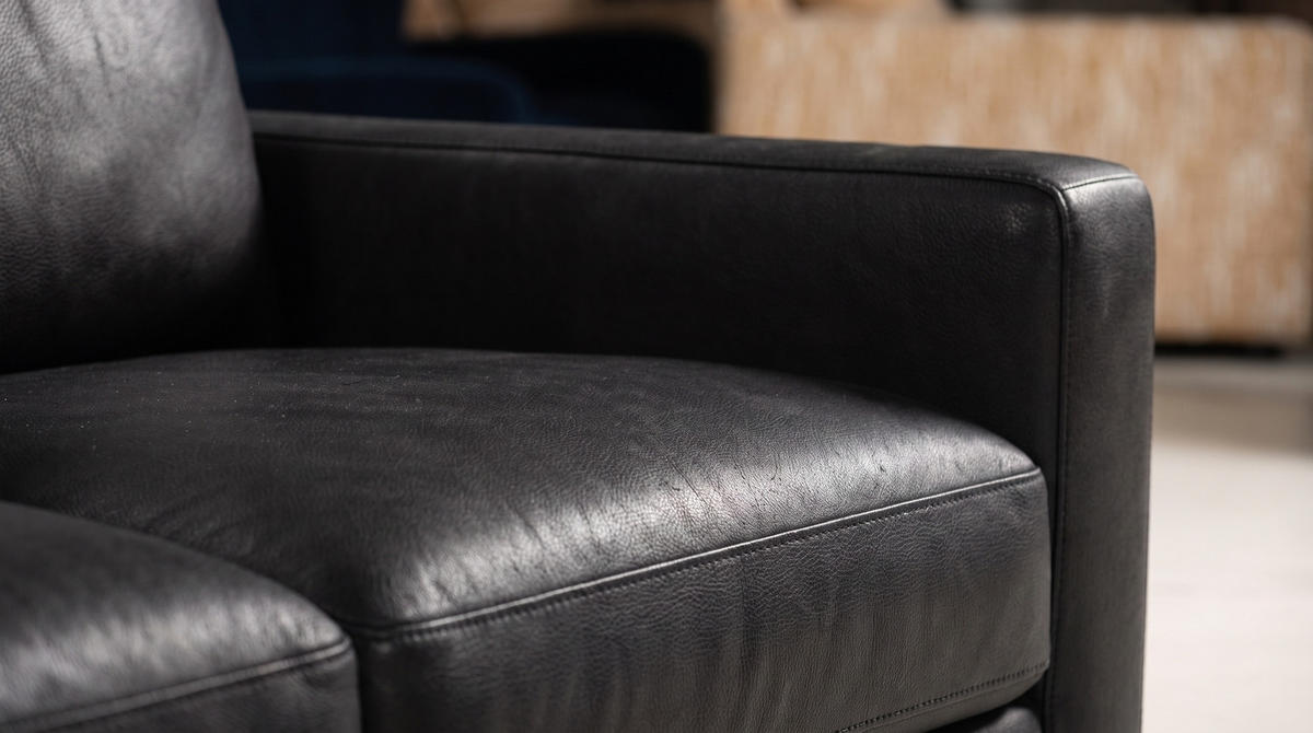 SOFA MARLIN Schwarz Lederfaserstoff - Schwarz, Leder/Kunststoff (262/80/100cm) - KAWOLA